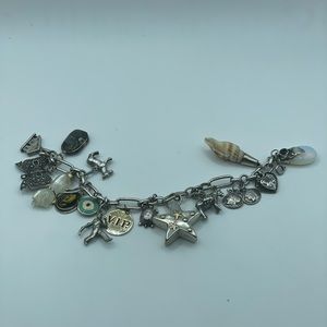 VNTG STERLING SILVER 925** 16 charms  CHARM BRACELET 7”